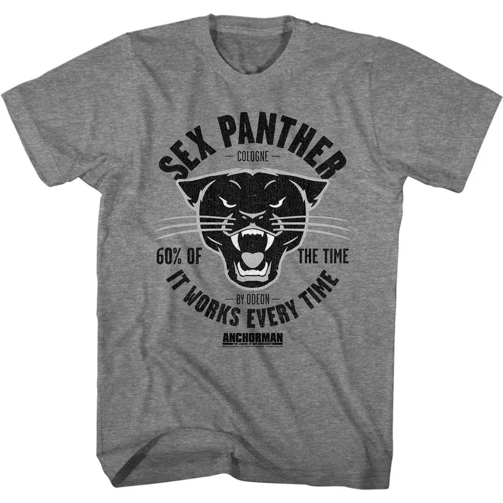 Anchorman Movie Sex Panther Heather Graphite Adult T-Shirt