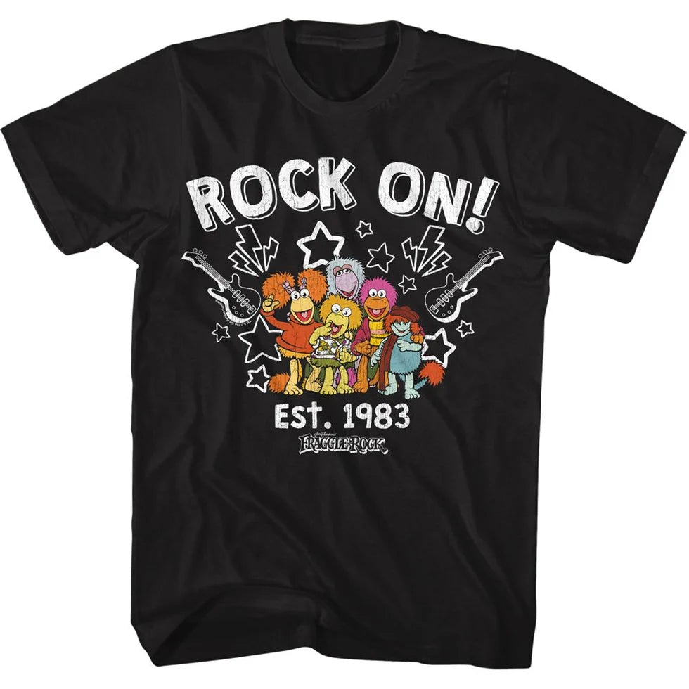 Fraggle Rock Guitars and Stars Black T-Shirt