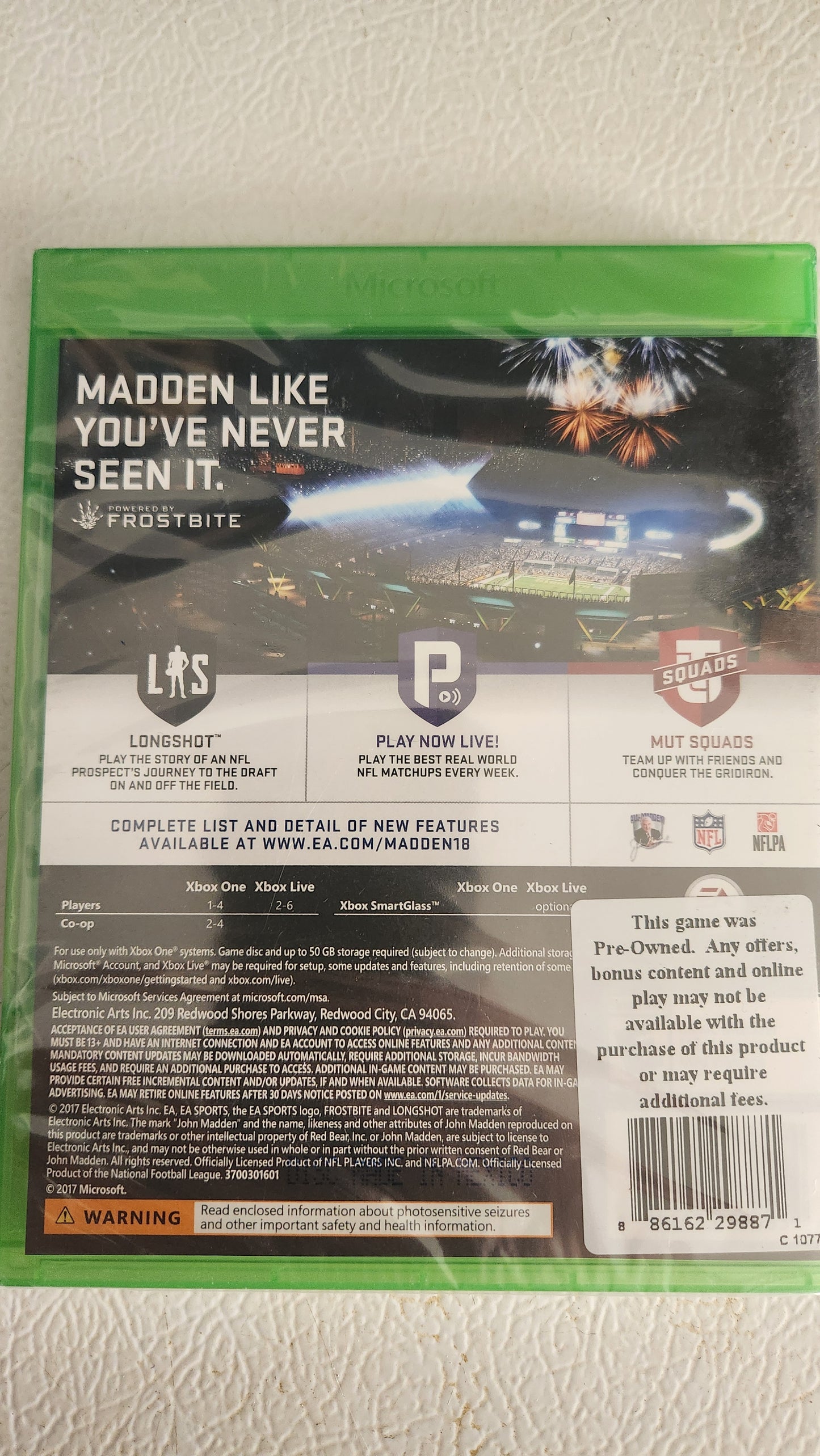 Madden NFL 18 (Microsoft Xbox One, 2017)