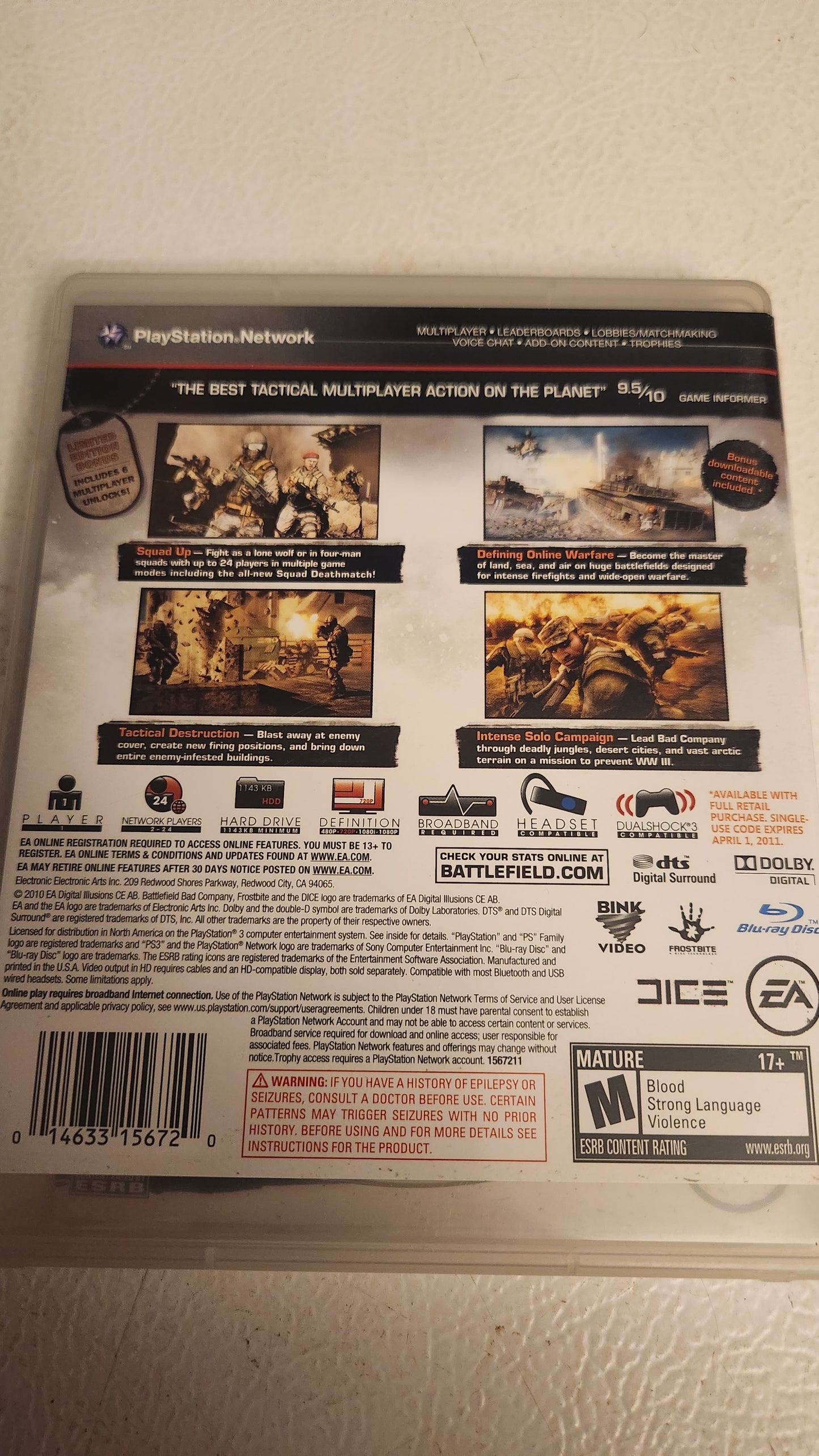 Battlefield: Bad Company 2 -- Limited Edition (PlayStation 3 PS3, 2010)