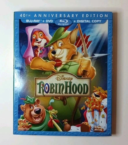 Disney Robin Hood (Blu-ray, DVD) 40TH Anniversary Edition W/ Slipcover