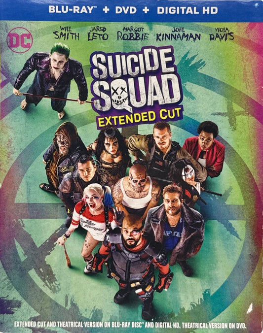 Suicide Squad (Extended Cut) (Blu-ray/DVD Combo, 2016) With Slipcover